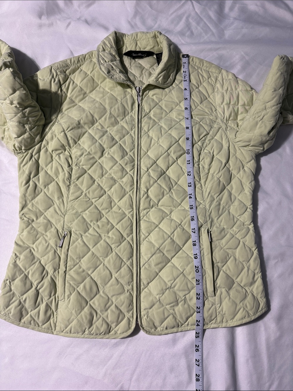 Eddie Bauer Goose Down Quilted Puffer Jacket Sage Green Large Gorpcore Hiking - Picture 8 of 13